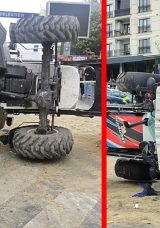 Bayrampaşa’da Korkutucu Anlar! Yokuş Aşağı Kayan Kepçe Kazaya Neden Oldu