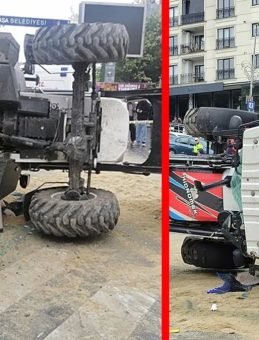 Bayrampaşa’da Korkutucu Anlar! Yokuş Aşağı Kayan Kepçe Kazaya Neden Oldu