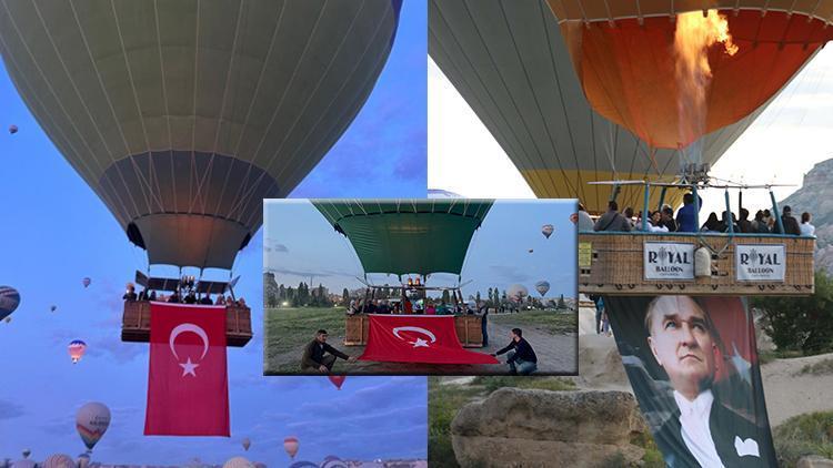 Kapadokya’da 19 Mayıs Coşkusu! Türk Bayrakları ve Atatürk Posterleri…