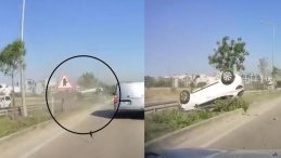 Bursa'da Araç Takla Attı! Kaza Yapan Çiftin Burnu Bile Kanamadı