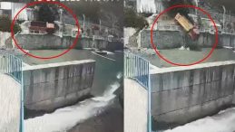 Park Etmeye Çalışırken Dereye Uçtu! Kaza Anı Kamerada