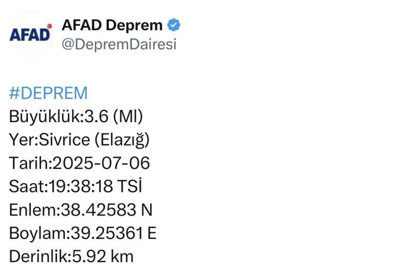 Elazığ Deprem