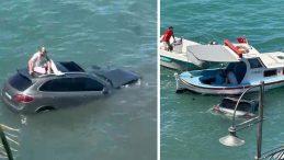 Ayvalık'ta Otomobil Denizle Buluştu: Sürücü Kurtarılmayı Beklemek Zorunda Kaldı