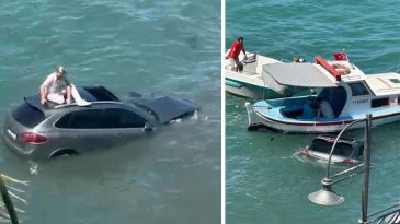 Ayvalık'ta Otomobil Denizle Buluştu: S&uuml;r&uuml;c&uuml; Kurtarılmayı Beklemek Zorunda Kaldı