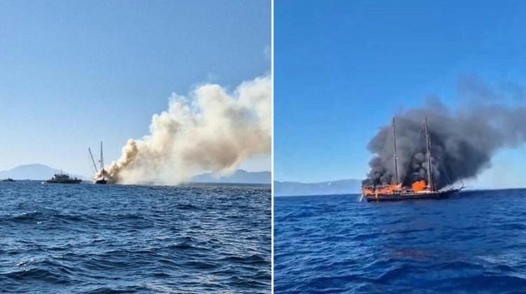 Bodrum'da Tekne Yangını: Turistler ve Mürettebat Güvenli Bir Şekilde Tahliye Edildi