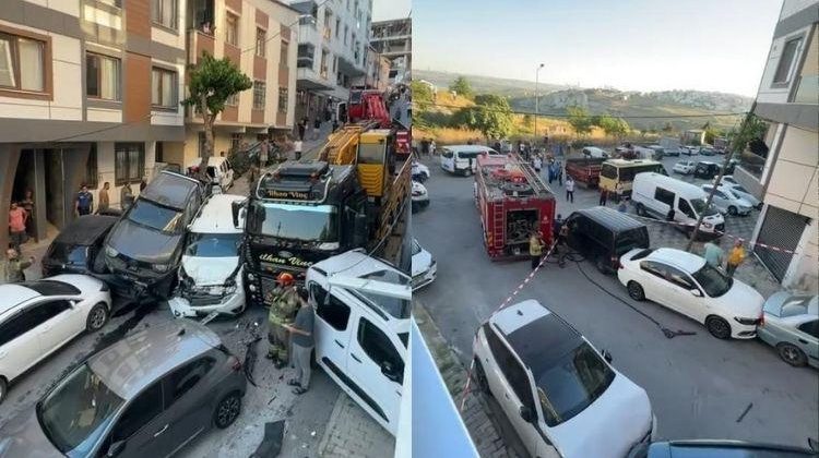 İstanbul'da Vinç Kazası: 18 Araç Hasar Gördü
