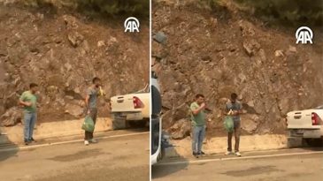 Kahreden Kazadan Hemen &Ouml;nce! Yangına Su Taşırken Hayatını Kaybedenlerin G&ouml;r&uuml;nt&uuml;leri Ortaya &Ccedil;ıktı