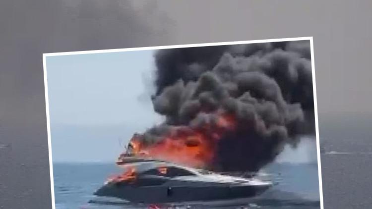 Kınalıada Açıklarında Lüks Yat Alevlere Teslim Oldu