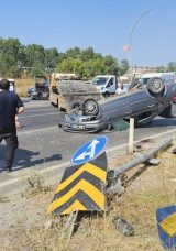 Otomobil Takla Attı ve Karşı Şeride Ge&ccedil;ti
