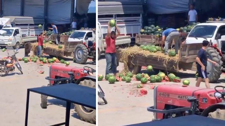 Sakarya'da Karpuzları Yere Atıp Parçalayan Üreticilere Yasal İşlem Başlatıldı