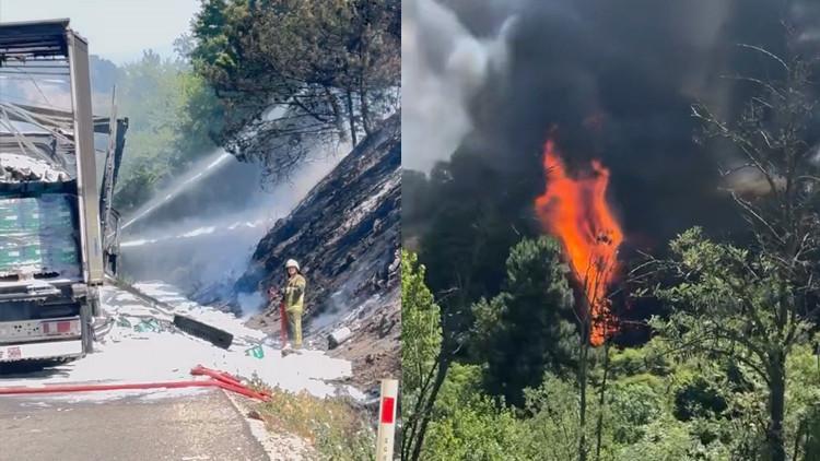 TIR'daki Yangın Ormana Sıçradı! Bursa'da Korku Dolu Anlar