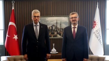 Bakan Memişoğlu, İletişim Başkanı Burhanettin Duran ile g&ouml;r&uuml;şt&uuml;
