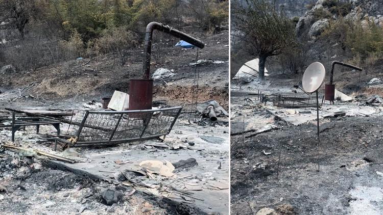 Bursa'daki Orman Yangınında Yıkıma Uğrayan Dağ Evi