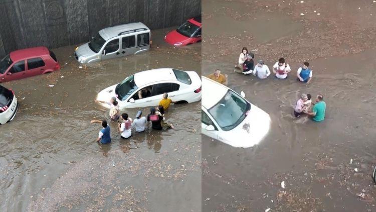 Sağanak Yağışta Onlarca Araç ve Vatandaş Mahsur Kaldı