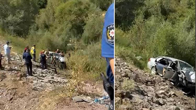 Sivas'ta Korkunç Kaza! Otomobil Dere Yatağına Düştü