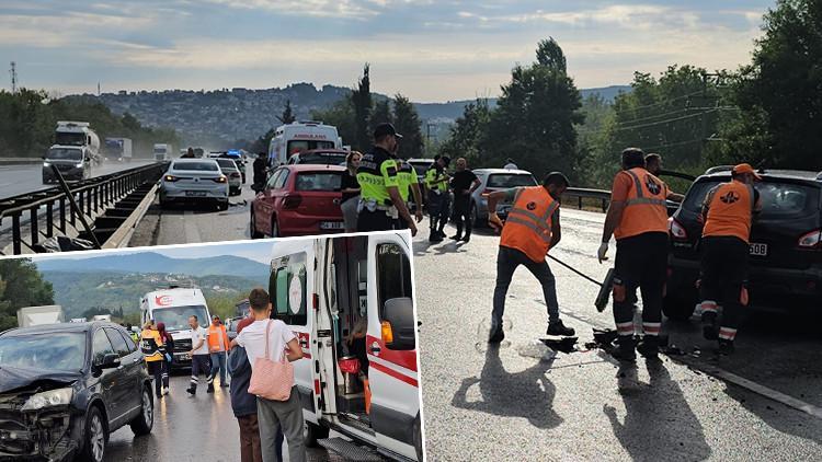 TEM Otoyolu'nda 10 Araç Zincirleme Kaza Geçirdi