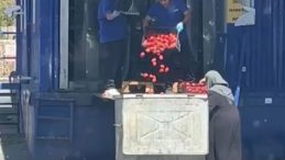 Yer: İstanbul! Zincir markette tepki çeken görüntü: Kasalarca domates çöpe döküldü