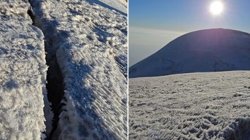 Ağrı Dağı'nda Buzul &Ccedil;atlakları İlk Kez Detaylı Olarak G&ouml;r&uuml;nt&uuml;lendi