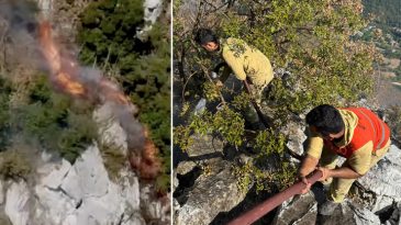 Bartın'da Korku Dolu Anlar Kamerada! Orman İş&ccedil;ileri, Alevlerden Son Anda Kurtuldu