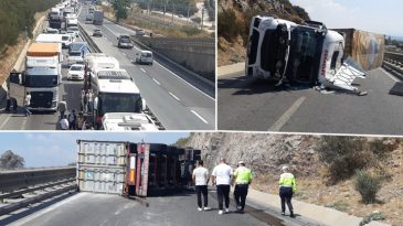 Kocaeli'de Yağ Y&uuml;kl&uuml; TIR Devrildi! Yol Ulaşıma Kapandı