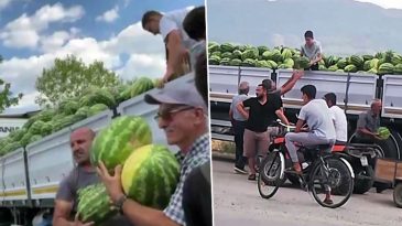 &Uuml;cretsiz Karpuz Dağıtımı İşlek Bir Mahallede Ger&ccedil;ekleşti