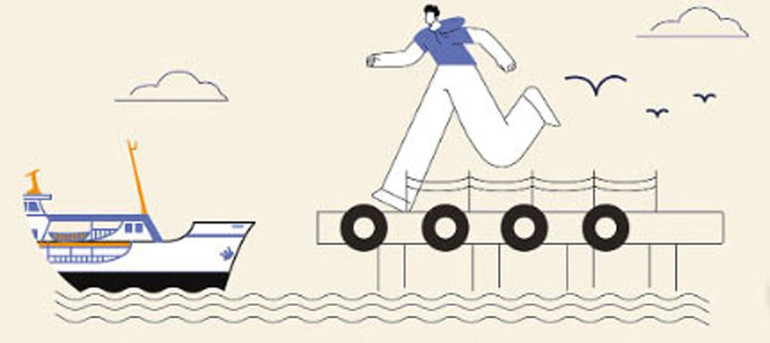 İskelede depreme hazırlık afişi