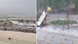 Ani Dolu Yağışı Başladı! Her Yer Beyaza Büründü