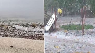 Ani Dolu Yağışı Başladı! Her Yer Beyaza B&uuml;r&uuml;nd&uuml;