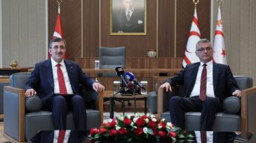Cumhurbaşkanı Yardımcısı Cevdet Yılmaz, KKTC Cumhurbaşkanı Erh&uuml;rman ile buluştu