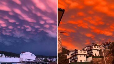 Fethiye&rsquo;de G&ouml;z Alıcı Manzara: G&ouml;ky&uuml;z&uuml;n&uuml; Mammatus Bulutları Kapladı
