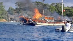 Göcek'te Tekne Yangını