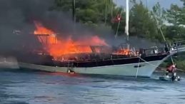 Göcek'te Tekne Yangını