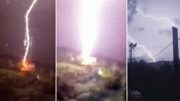 Hatay'da Düşen Yıldırım Böyle Görüntülendi! 'Deprem Oldu Sandım'