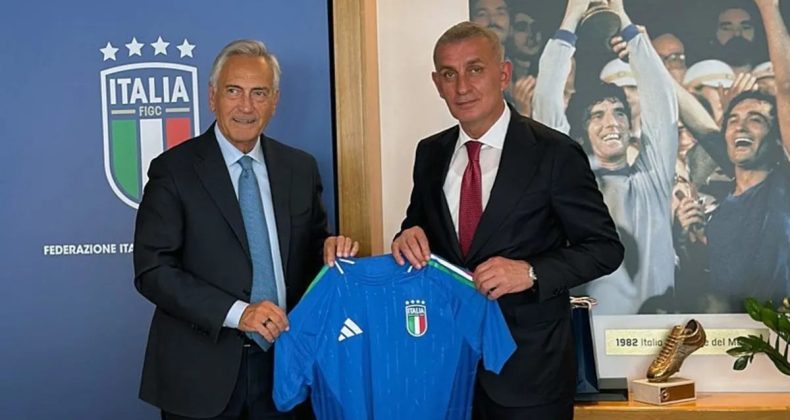 İbrahim Hacıosmanoğlu, İtalya Futbol Federasyonu Başkanı Gravina'yı Ziyaret Etti!