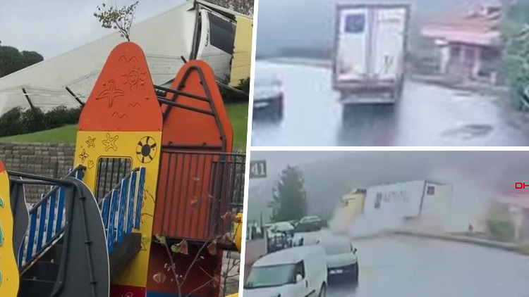 İstanbul'da Faciadan Dönüldü! Devrilen TIR, Çocuk Parkına Yakın Bir Yerde Durdu