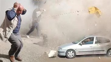 Kontroll&uuml; Yıkımda Beklenmedik Panik, Molozlar Etrafa Sa&ccedil;ıldı!