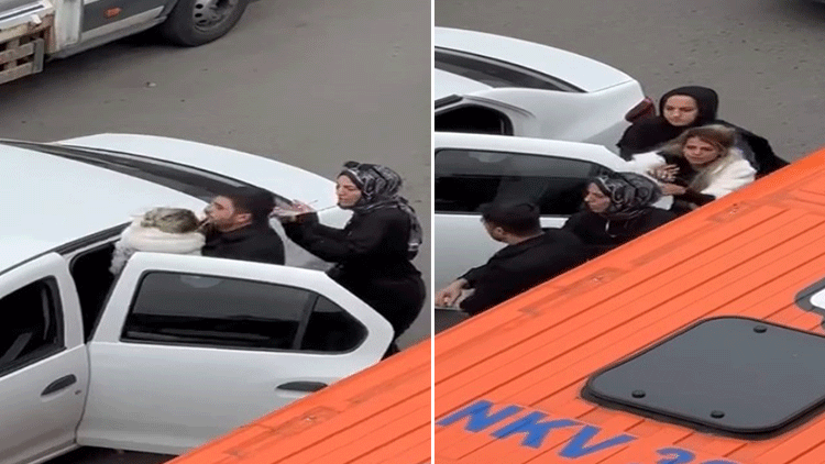 Önünü Kestiği Araçtaki Sürücüyle Tartışan Saldırgan, Araya Giren Kadın Yolcuyu Darbetti!