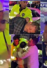 SON DAKİKA&hellip; Aksaray&rsquo;da alkoll&uuml; s&uuml;r&uuml;c&uuml; ve yakınları dehşet sa&ccedil;tı: Trafik polisine yumrukla saldırdılar!