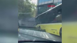 Beşiktaş'ta İETT Otobüsü Kaldırıma Çıktı