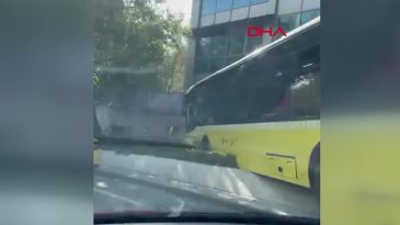 Beşiktaş'ta İETT Otob&uuml;s&uuml; Kaldırıma &Ccedil;ıktı