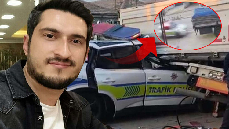 Bir polisin şehit olduğu kazanın g&ouml;r&uuml;nt&uuml;leri ortaya &ccedil;ıktı