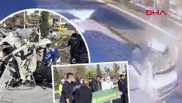 Feci Kaza G&uuml;venlik Kamerasında! Otomobil İkiye B&ouml;l&uuml;nd&uuml;: 2 &Ouml;l&uuml;