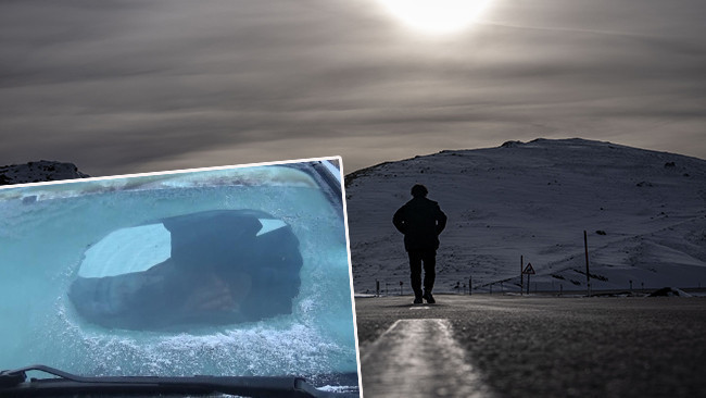 Gece hava sıcaklığı eksi 15 dereceye kadar düştü: Yollar ve araç camları buzla kaplandı
