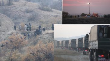 G&uuml;rcistan'da D&uuml;şen Askeri Kargo U&ccedil;ağının Enkazında İncelemelere Başlandı