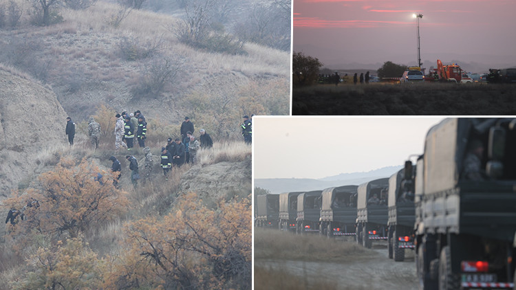 G&uuml;rcistan'da D&uuml;şen Askeri Kargo U&ccedil;ağının Enkazında İncelemelere Başlandı