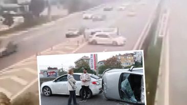 İstanbul'da Zincirleme Kaza: O Anlar G&uuml;venlik Kamerasında