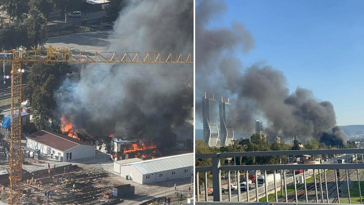 İzmir'de İnşaat Şantiyesinde Korkutan Yangın! Alevler İki Otomobile Sıçradı