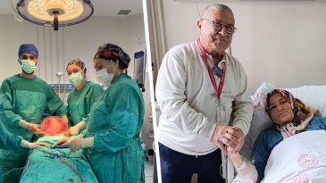 Karın ağrısı ve şişkinlik şikayetiyle hastaneye gitti! Karnından 8,5 kiloluk kitle &ccedil;ıkarıldı
