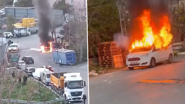 Park Halindeki Araç Kısa Sürede Alevlere Yenik Düştü!