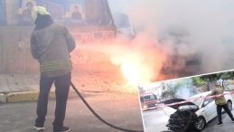 Yer Altındaki Elektrik Kablolarında Yangın: Otomobil Alev Alev Yandı!